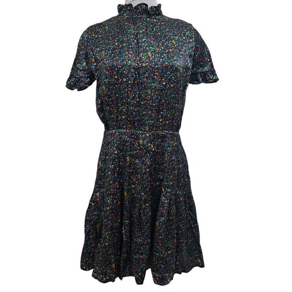 Cynthia Rowley Tina Silk Floral Ditsy Ruffle Mini Dress Size 8 Multi-Color NWT - Picture 1 of 16